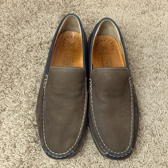 Mephisto Men Brown Leather Cap Vert Moc Toe Spinnaker Loafers Size 10 - Picture 1 of 9